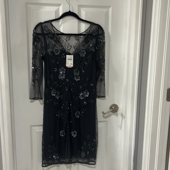 Simply Stunning Sequined Cocktail Dress NWT Black/Gunmetal - Picture 4 of 6